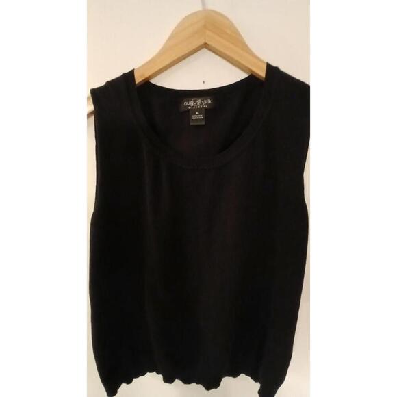 August Silk Sweater Vest Womens XL Black Sleeveless Round Neck Stretch Top - Picture 5 of 8